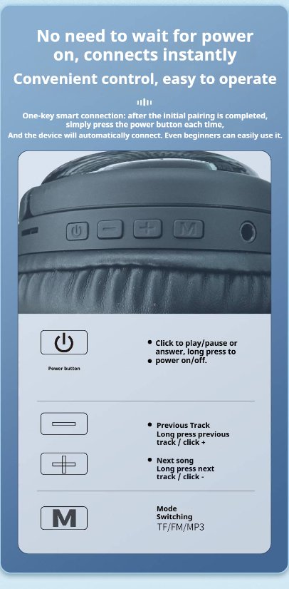 Over-Ear Headphones KP-H103 Wireless Bluetooth Speaker