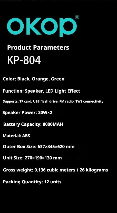 Portable Outdoor Bluetooth Speaker KP-804 Wireless Bluetooth Speaker