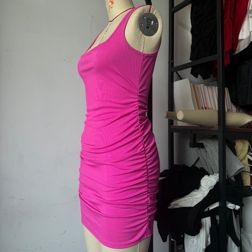 Dresses 667 Square-Neck Ribbed Bodycon Mini Dress