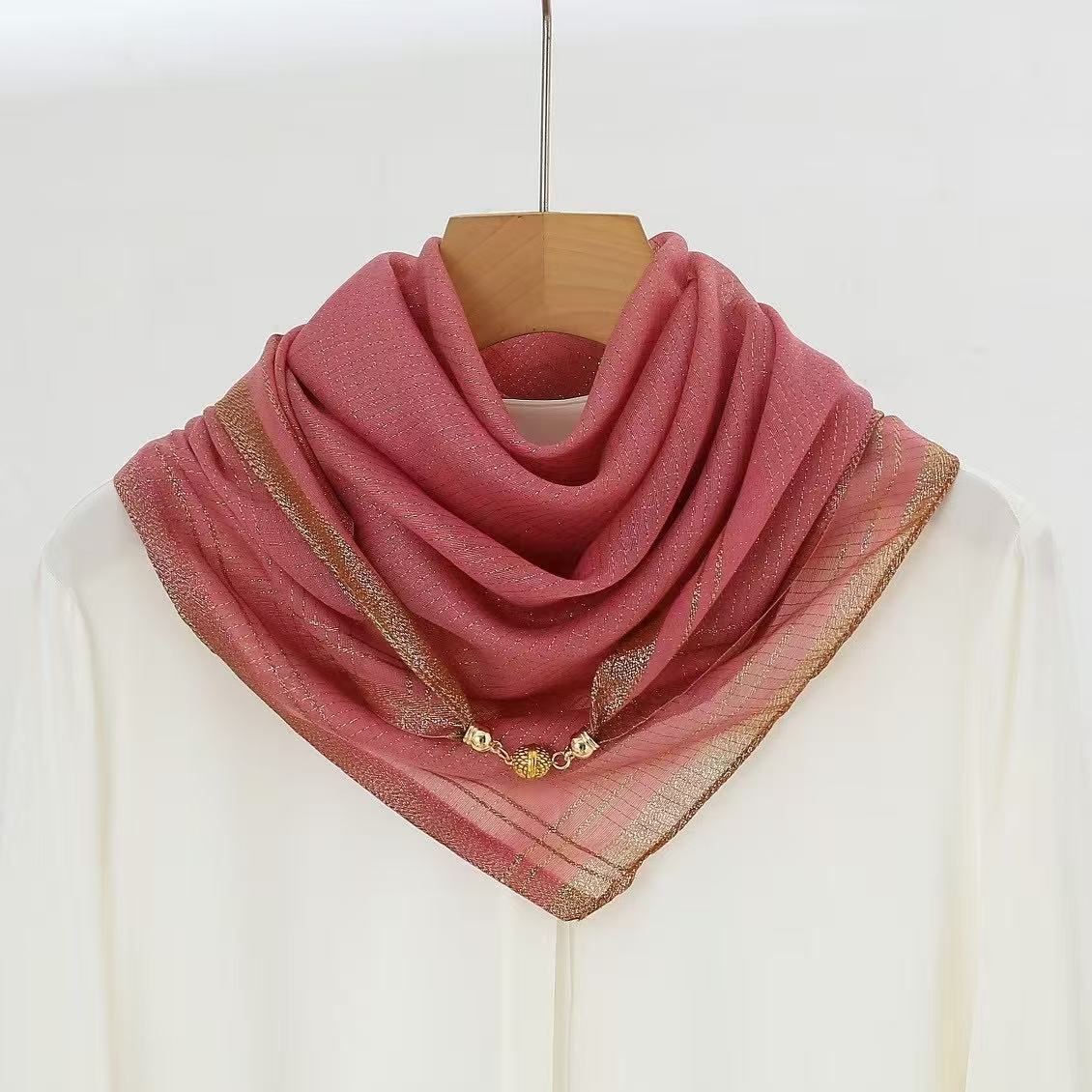 Small Square Scarves 70 x 70cm Metallic Yarn Small Plaid Square Scarf