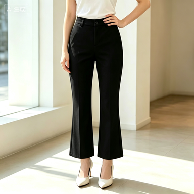 Everyday & Commuter Women's High-Waist Cropped Slim-Fit Flared Trousers