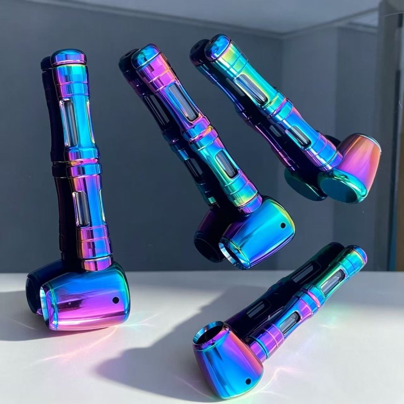 Novelty Storage Tubes Iridescent Laser‑Cut Hollow Aluminum Fidget Tube