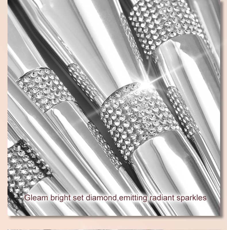 Daily brush set Makeup Brush Set, 11PCS Silver Glitter Crystal Make Up Brush