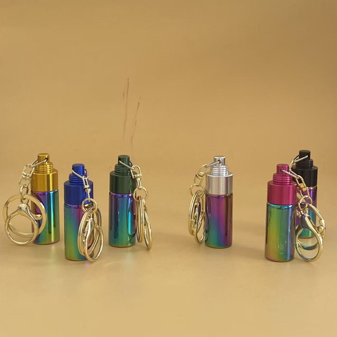 Keychain Storage Iridescent Portable Storage Tube Keychain