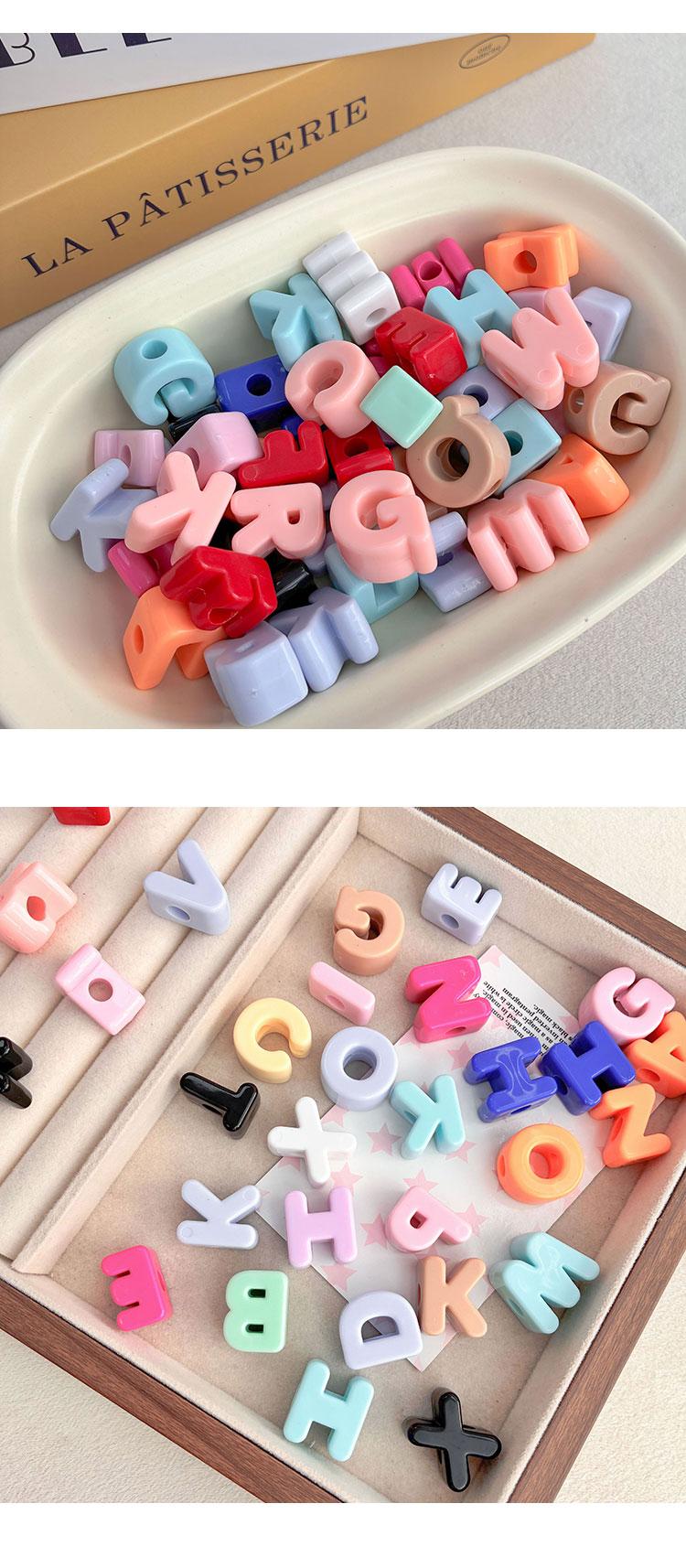 Solid Color Acrylic Beads Solid-color alphabet beads