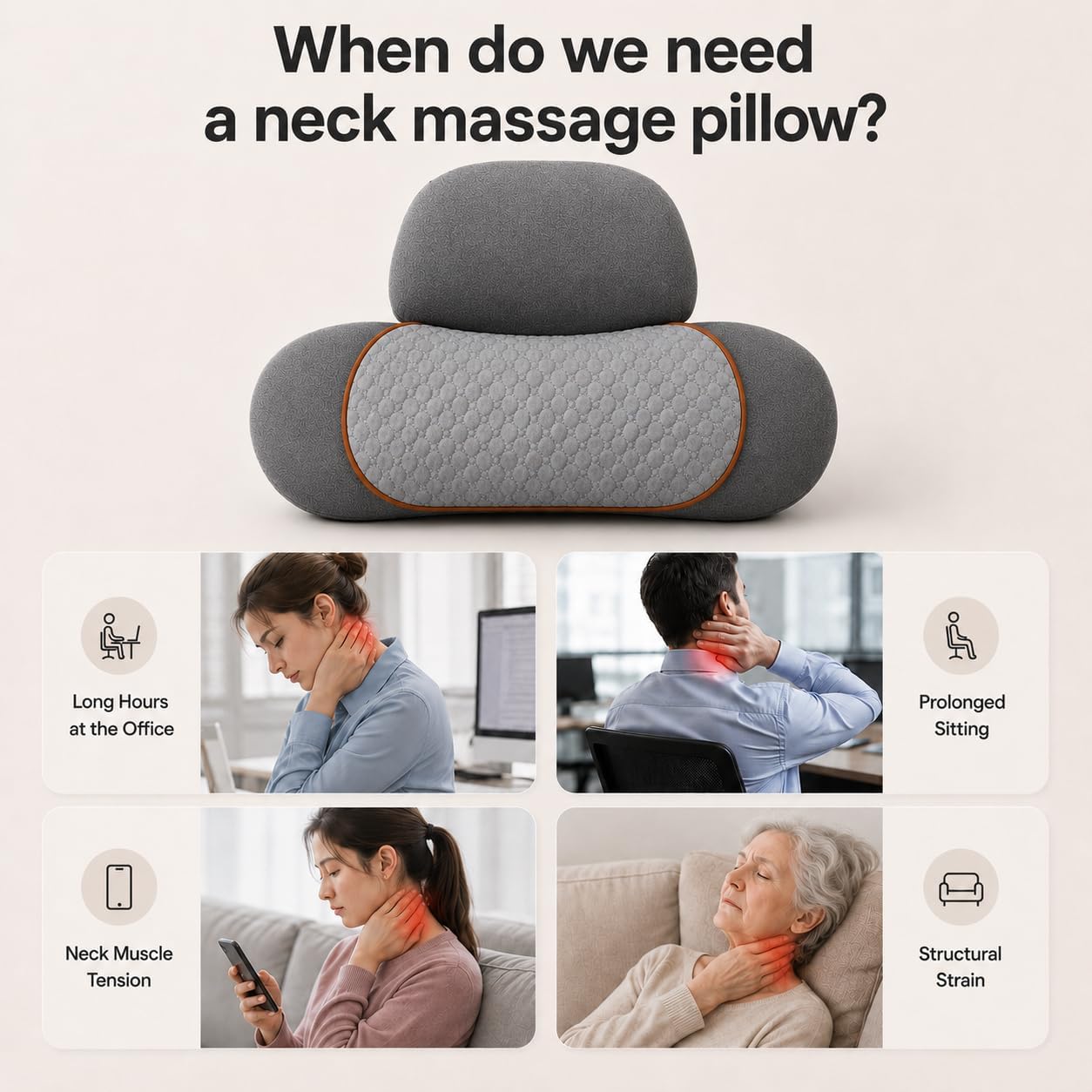 Neck Massager Heated Neck Massage Pillow With Airbag Traction