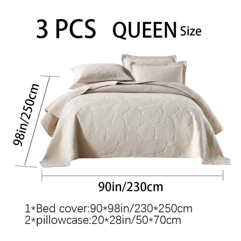 3-Piece Sets Encrypted Quilting Quilt Set Palm Leaf