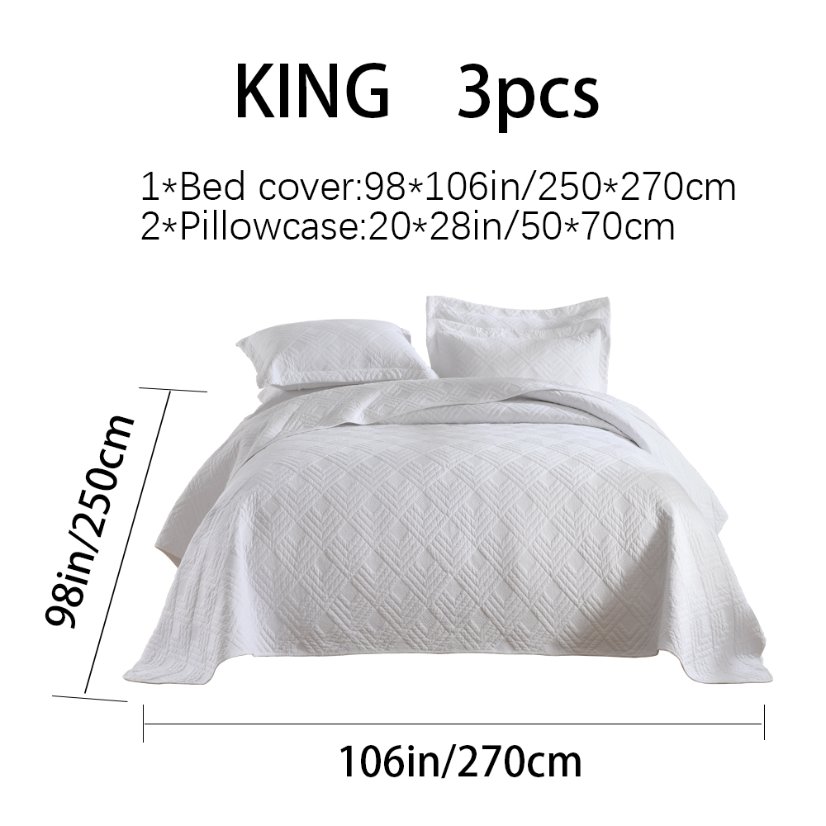 3-Piece Sets Encrypted Quilting Quilt Set Grid Embroider