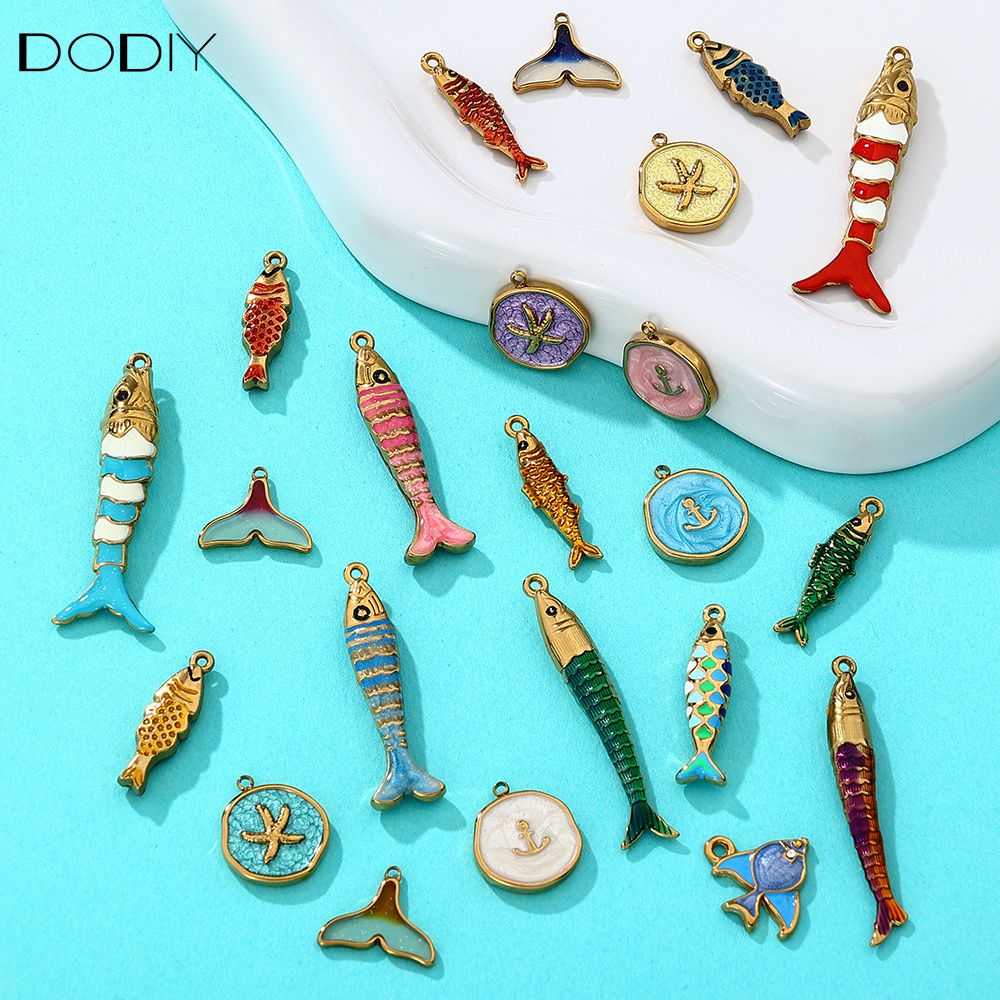 Charms DODY Nautical Ocean Enamel Charms | 316L Stainless Steel 18K PVD Gold DIY Jewelry Charms