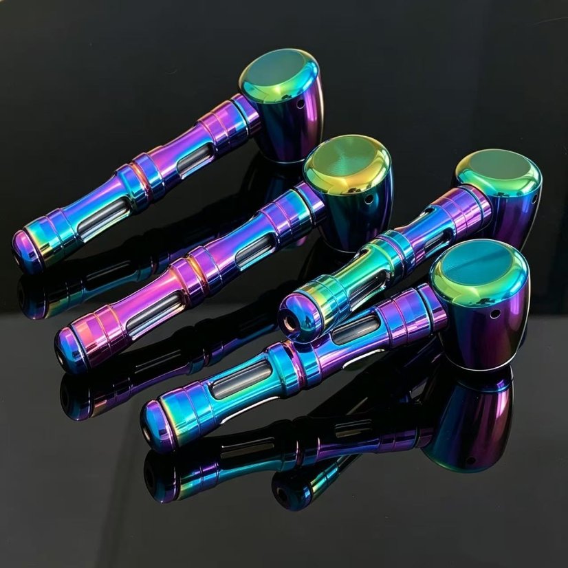 Novelty Storage Tubes Iridescent Laser‑Cut Hollow Aluminum Fidget Tube