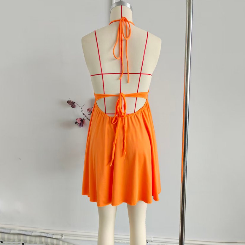 Dresses 7183 Cutout Halter Chiffon Mini Dress