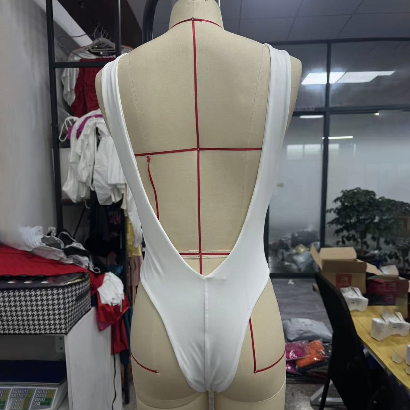 Bodysuits & Rompers 6589 Satin One-Shoulder Open-Back Bodysuit
