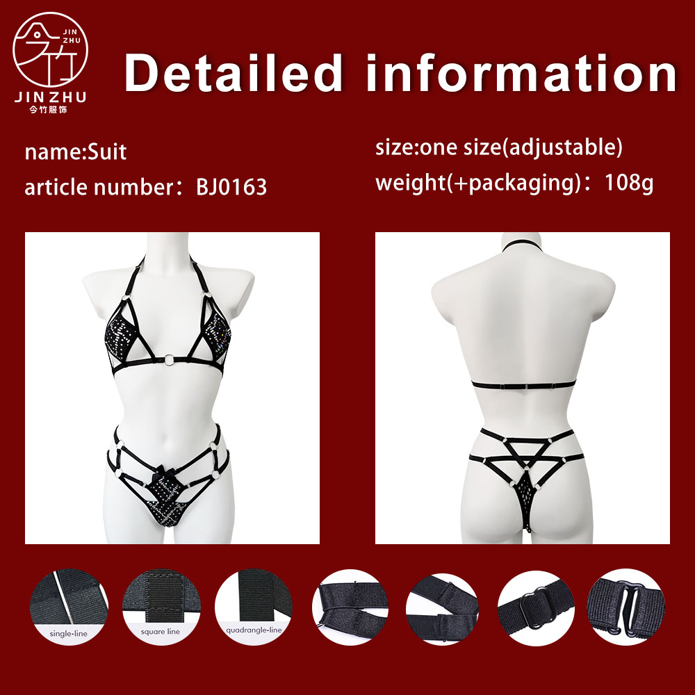 女士套装 Silver-Foiled Dot 2-Piece Set – Heart Ring Cross-Strap Bra & Brief Set