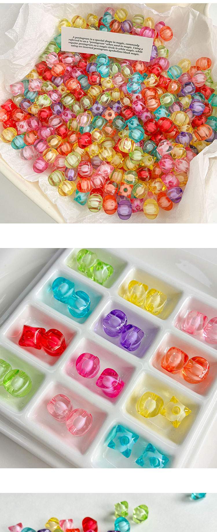 Transparent Acrylic Beads Bead in bead, four-cornered bead