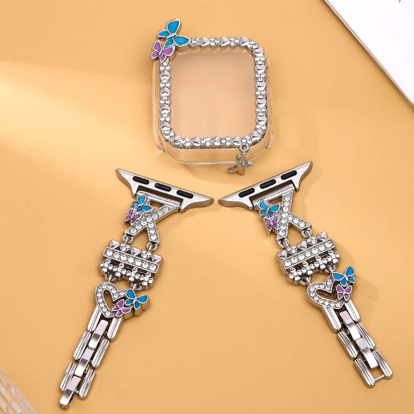 Alloy watch band 26-Letter Alphabet Rhinestone Strap Set for Apple Watch All Series