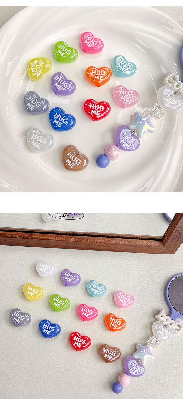 High-Quality UV Beads Jelly HUG ME heart beads