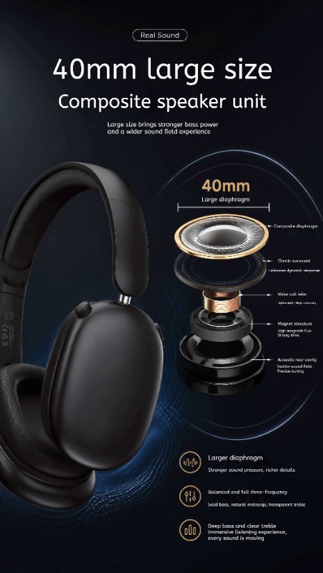 Over-Ear Headphones KP-H104 Wireless Bluetooth Headphones