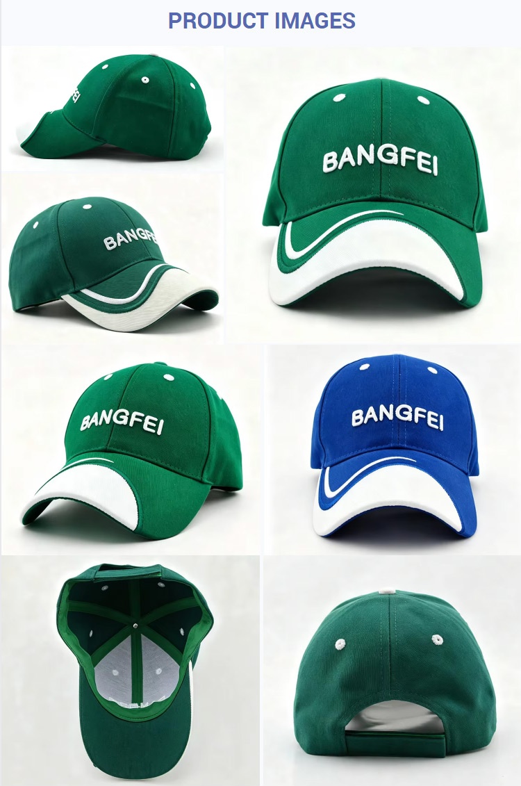 Baseball Caps Unisex Casual BANGFEI 3D Embroidered Logo Green Adjustable Baseball Cap White Wave Contrast Brim Sports Hat
