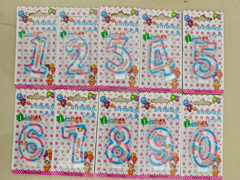 Number Birthday Candles Pink & Blue Stripe Bear Number Birthday Candle