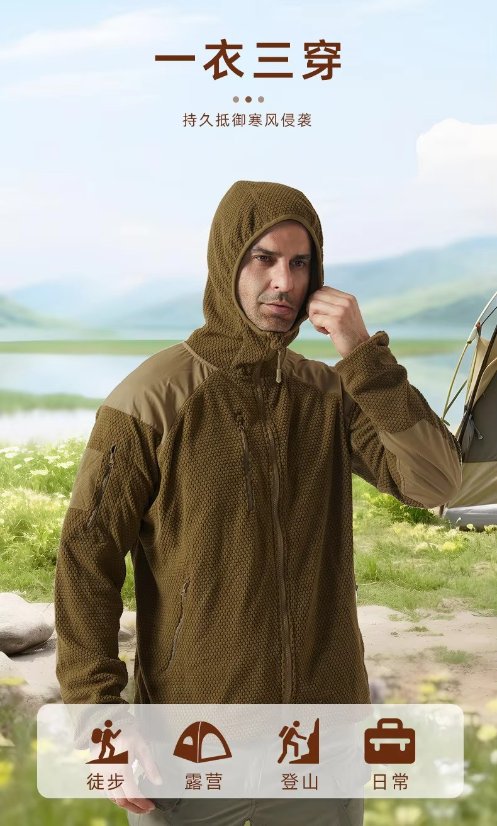 Fleece Jacket Men's Sports Outdoor Hooded Fleece Jacket – Warm Fleece Shell Jacket Liner Cycling Wear