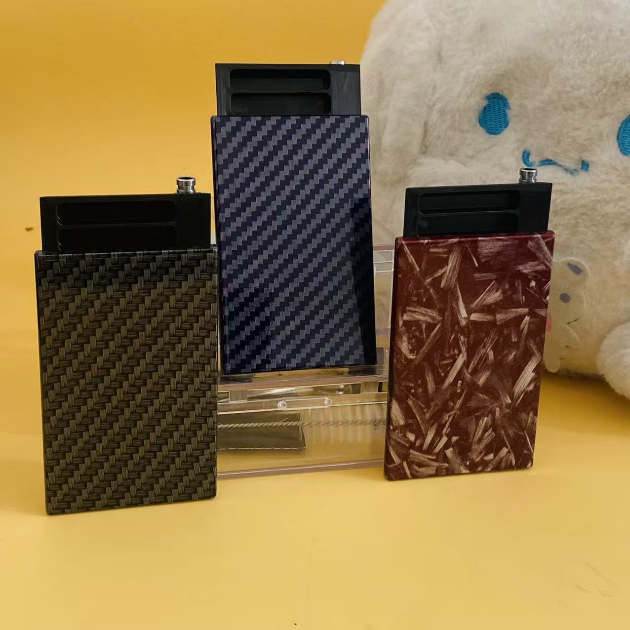 Slide-Case Storage Cool Carbon‑Fiber Pattern Sliding Mini Box