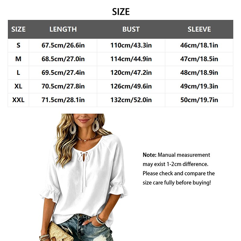 Women's Fashion – Tops TKC14 – Women's Drawstring Neck Blouse