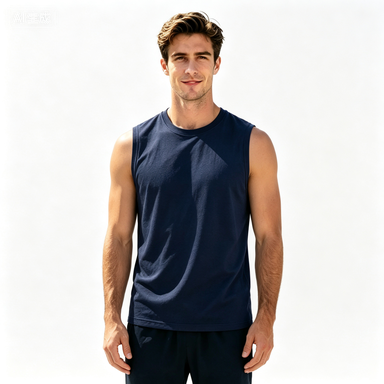 Short-Sleeve T-Shirts Men's Solid Roma-Knit Sleeveless Sports Tank Top