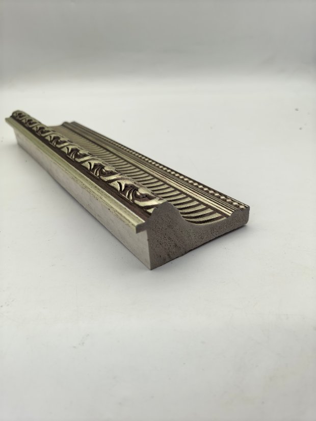 decor line PS European Multi-Carved Picture Frame Molding, Vintage Silver Brushed Trim
