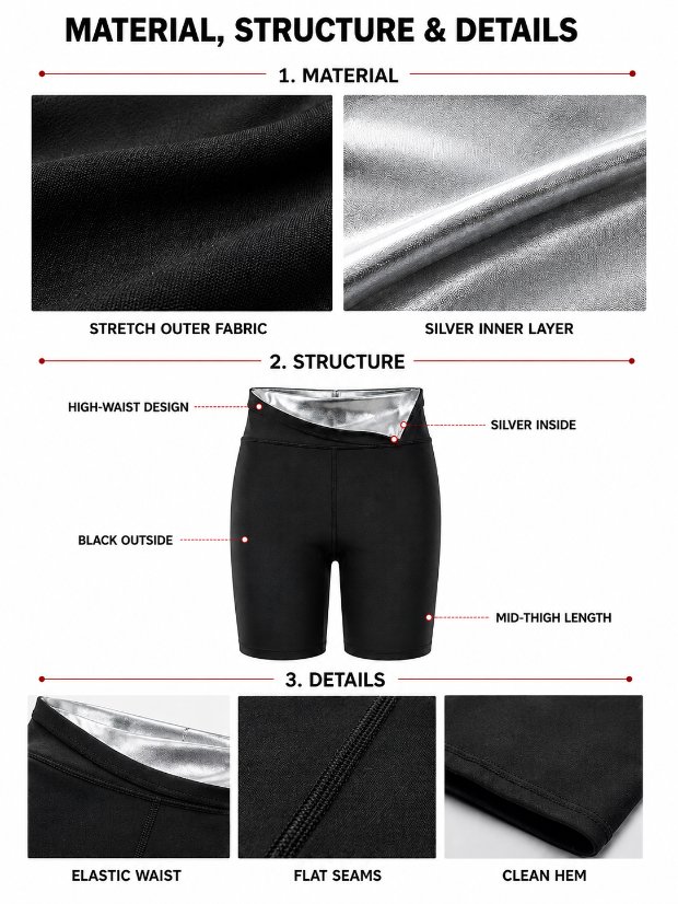 legging-shorts-capri-pant Women Sauna Sweat Shorts Heat‑Trapping Compression Workout Shorts High Waist Tummy Control Fitness Sauna Pants