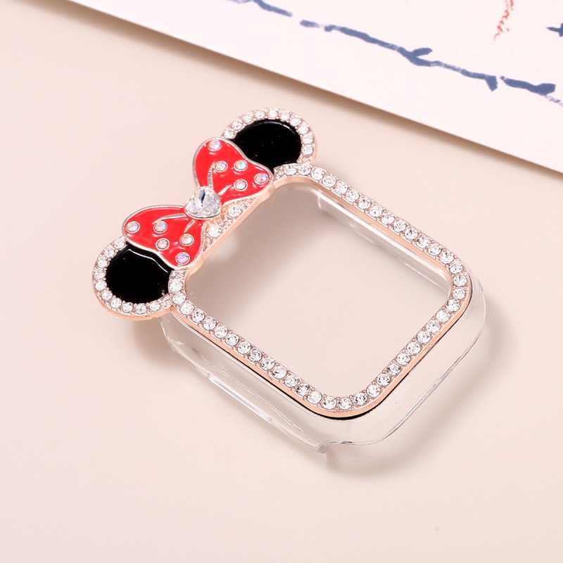 Alloy Watch Band Set Mickey & Minnie Rhinestone Metal Strap Set for Apple Watch All Series