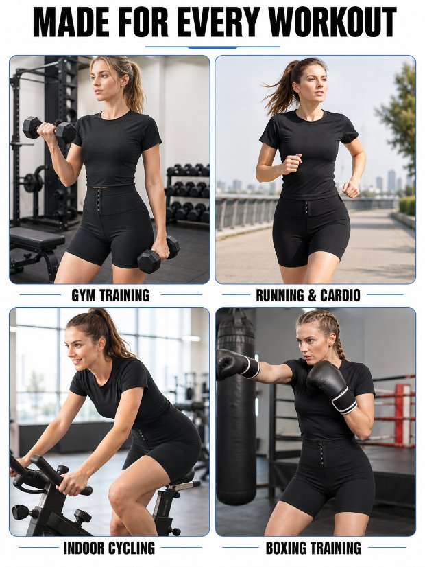 suits set Women Sauna Sweat Suit Set, Short Sleeve Sauna Top + High Waist Sauna Shorts Workout Body Shaper for Fitness Exercise