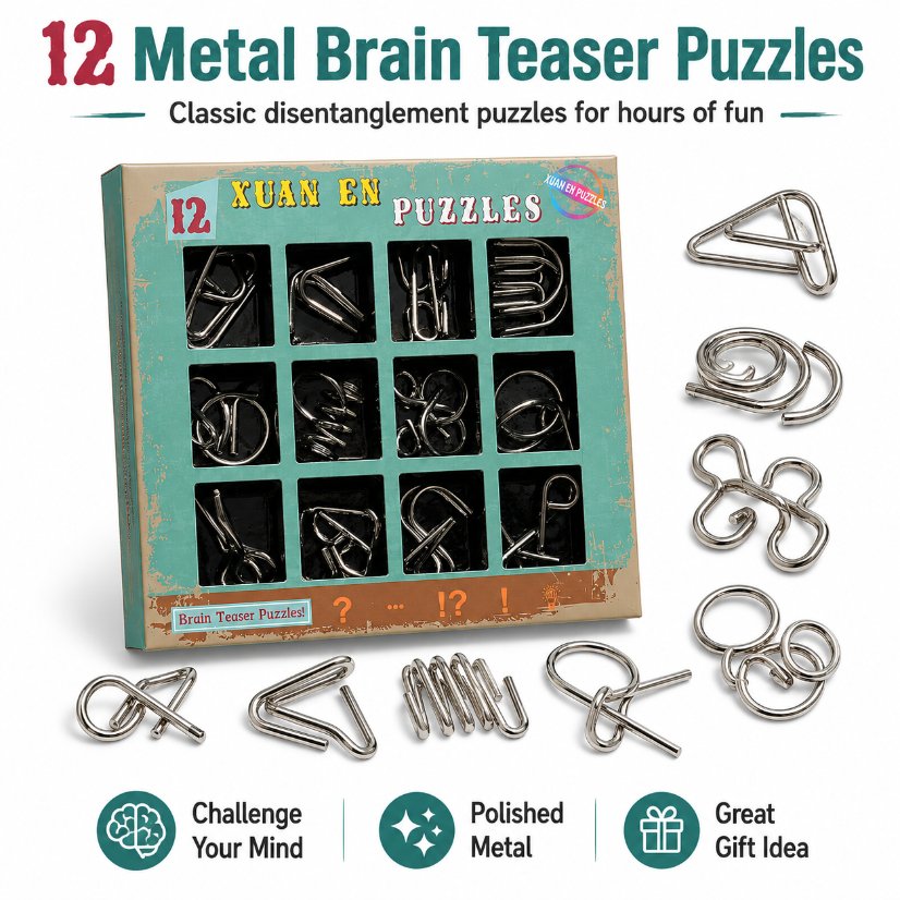 Puzzle Lock Metal Unlock Puzzle 12-in-1 Set
