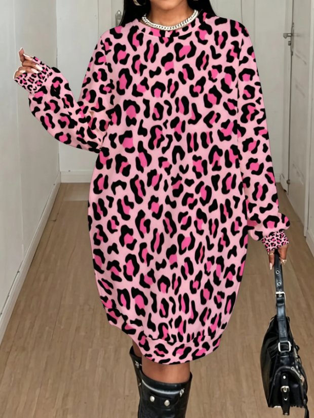 Plus-size long-sleeve maxi sweatshirt dress Plus-Size Long-Sleeve Sweatshirt Dress