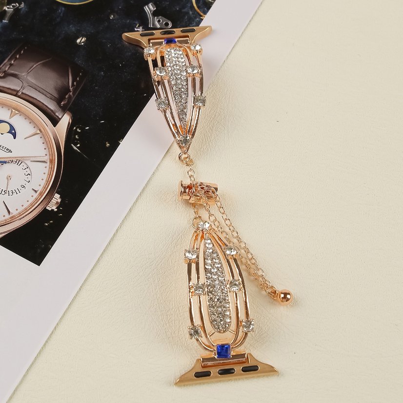 Alloy watch band  Hollow Teardrop Rhinestone Metal Strap for Apple Watch All Series