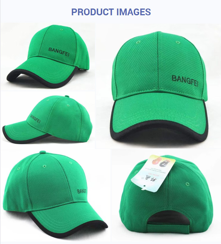 Baseball Caps Green Breathable Mesh Velcro Strap Baseball Cap BANGFEI Embroidered Adjustable Sun Running Golf Sports Hat