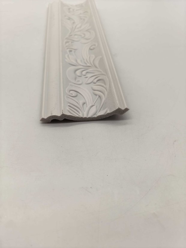 cornice PS Symmetrical European Scroll Crown Molding, Raw White Unpainted Ceiling Cornice Line