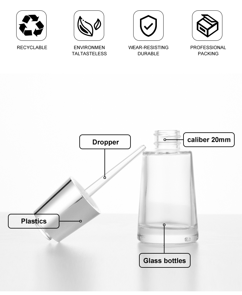 frasco cuentagotas 30ml Premium Concealed Rotary Press Pump Dropper Bottle for Essential Oil 