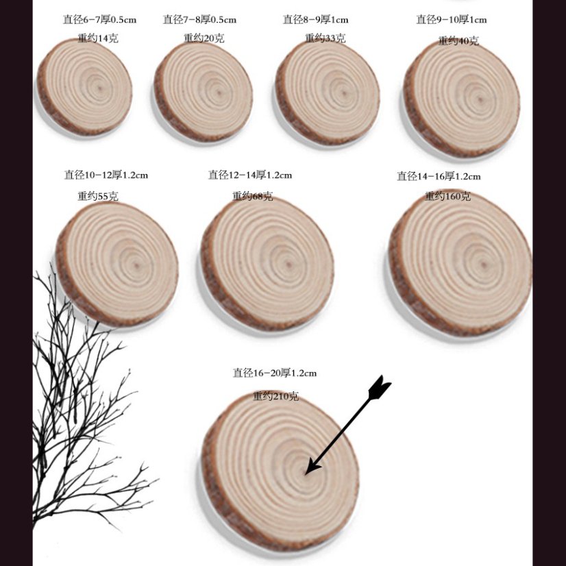 Wooden Pendants Pine Wood Slices with Bark