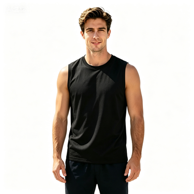 Short-Sleeve T-Shirts Men's Solid Roma-Knit Sleeveless Sports Tank Top