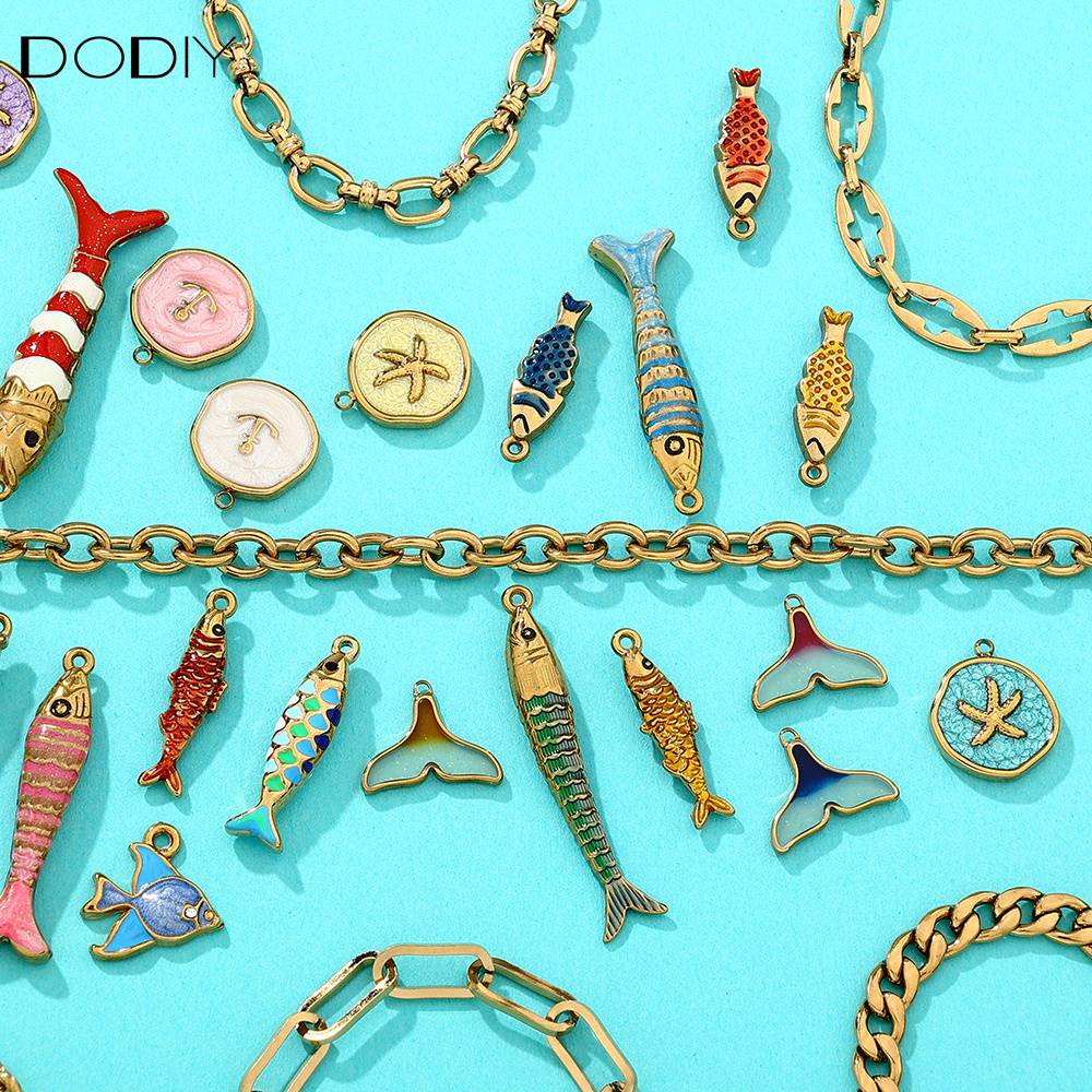 Charms DODY Nautical Ocean Enamel Charms | 316L Stainless Steel 18K PVD Gold DIY Jewelry Charms