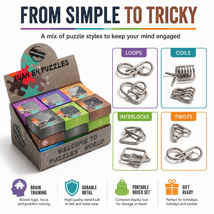 Puzzle Lock Single-Piece Metal Unlock Puzzle 24-in-1 Set