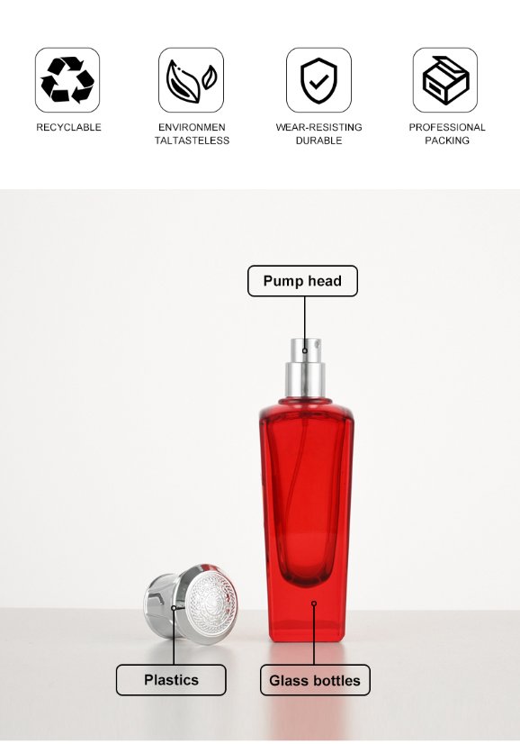 frasco de perfume 50ml Red Perfume Spray Bottle – Customizable Colors