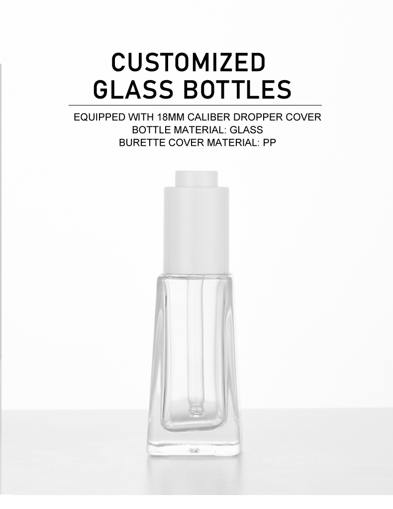 frasco cuentagotas 30ml Square Essential Oil Dropper Bottle for Serums