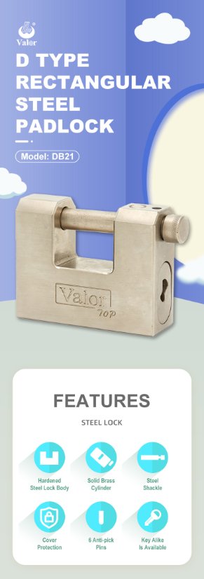 Steel Padlock DB21-D Type Rectangular Steel Padlock