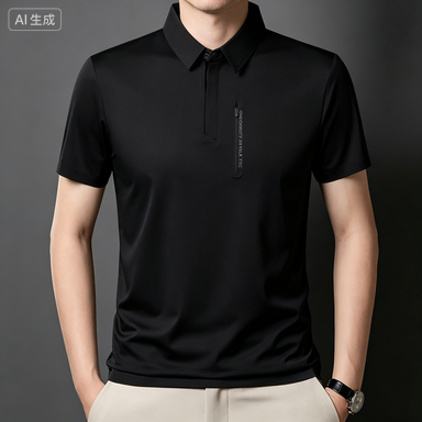 Men's Business Polos Men's Seamless Ice-Silk Short-Sleeve Business Polo Shirt