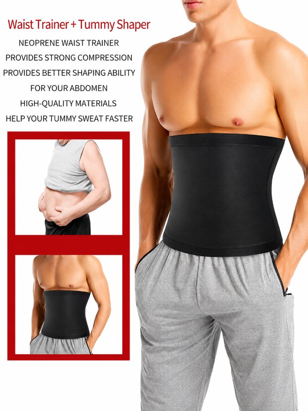 waist trimmer-tummy control trimmer Waist Trainer Trimmer Sweat Belt Band for Men Lower Belly Fat Sauna Slimming Belt Suit Workout