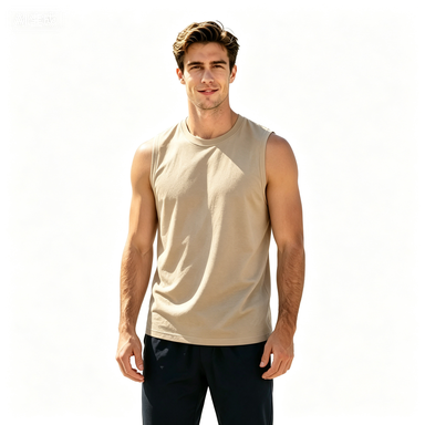 Short-Sleeve T-Shirts Men's Solid Roma-Knit Sleeveless Sports Tank Top