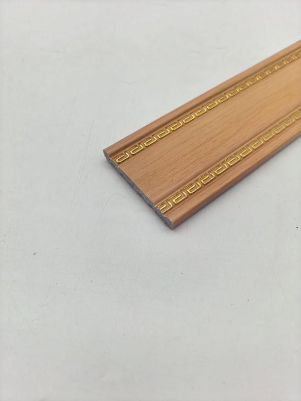 decor line PS Chinese Double-Side Hui Pattern Molding, Gold Inlay Wood Grain Frame Trim
