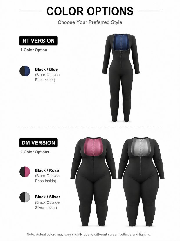 jumpsuit- 3 in 1 waist trimmer shaper Plus Size Sauna Suit Jumpsuit – Full Body Compression Long Sleeve Waist Trainer with Heat-Trapping Fabric for Gym & Running