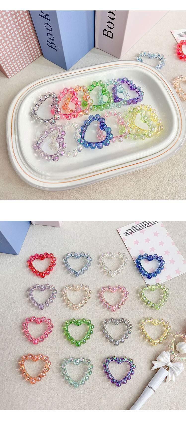 High-Quality UV Beads Wave-shaped heart beads